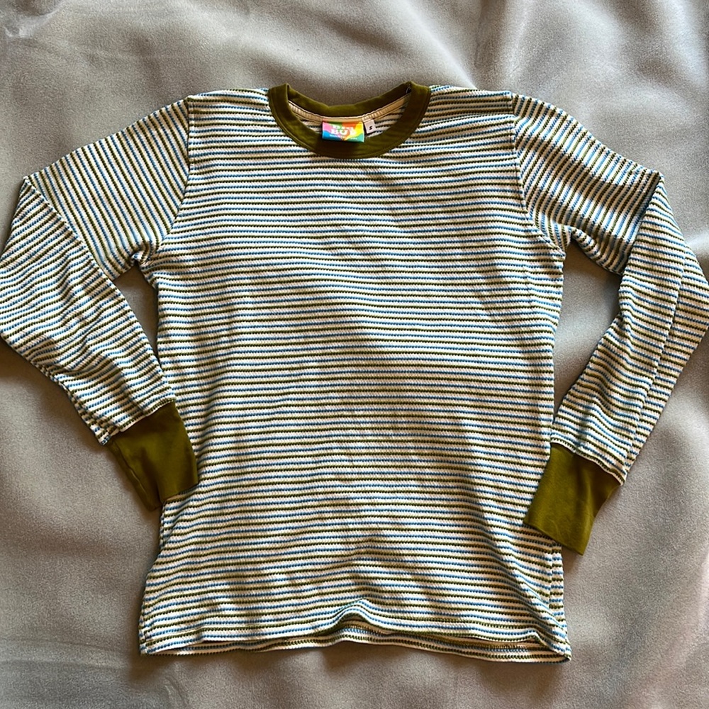 Big Bud press honeycomb thermal long sleeve striped shirt small